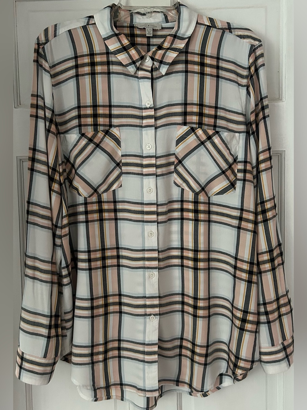 Lucky Brand Plaid Viscose Button Down Utility Shirt XL